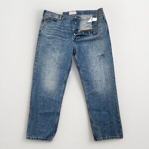 Everlane Jeans Womens 33 Relaxed Straight Leg Hi-Rise Button Fly Medium Wash NWT